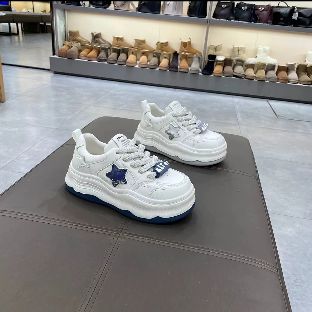 履步凡d408-409春季新款超轻星星厚底休闲板鞋女