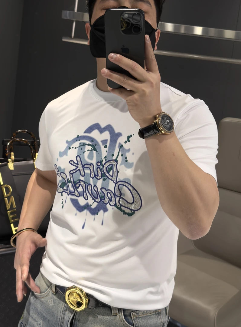 【马哥严选】2025夏季轻奢印花短袖潮牌网红百搭帅气潮流圆领T恤男