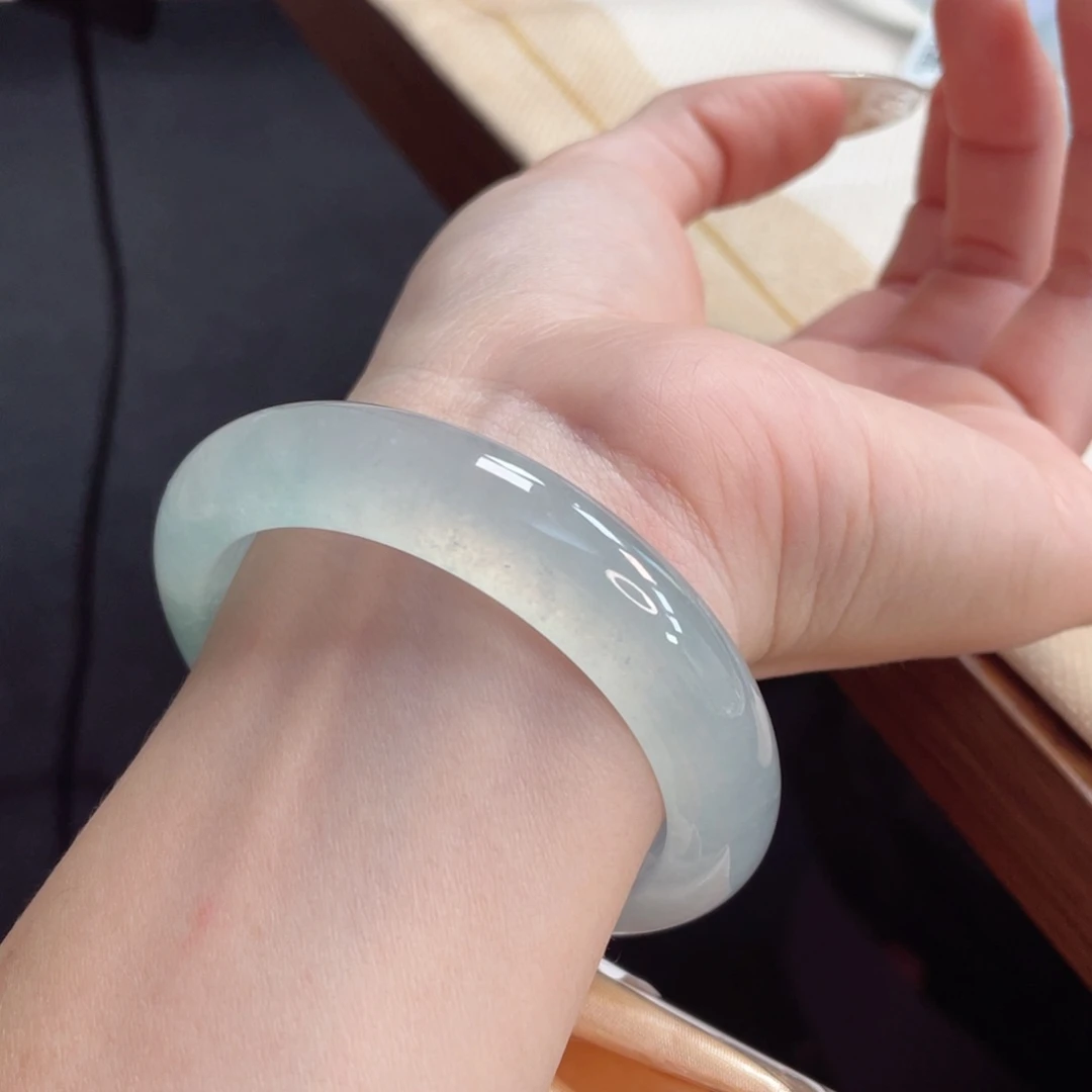 未镶嵌手镯翡翠52.5全条高冰清冷冰蓝毕业31号