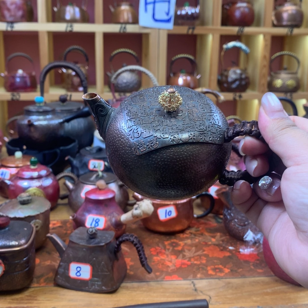 做旧錾刻百福闷泡壶