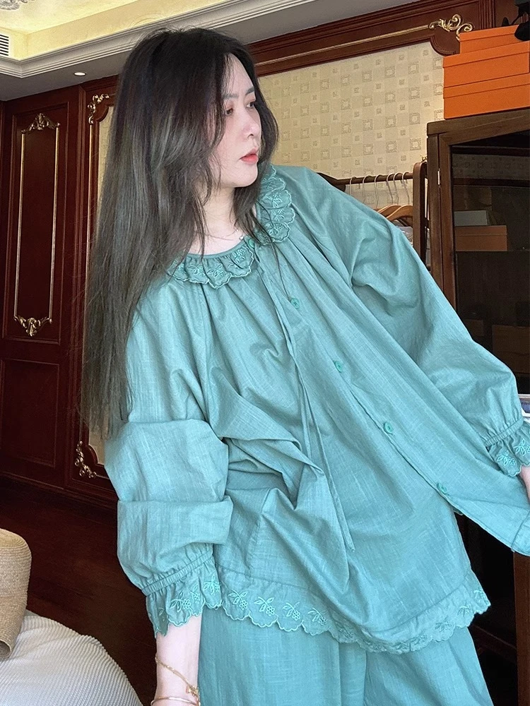 春天复苏睡衣女2025年春夏新款甜美蕾丝法式公主风家居服套装外穿