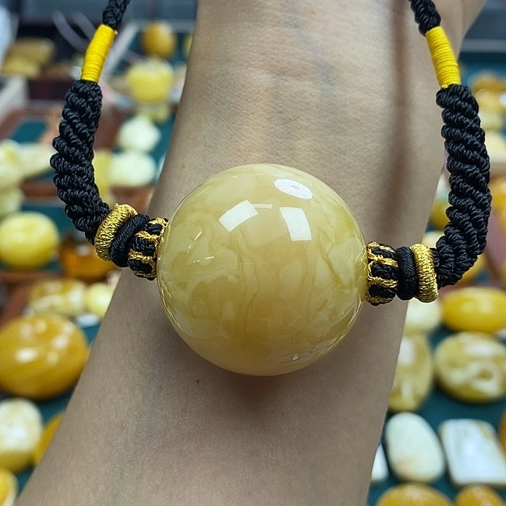 琥珀未镶嵌珠宝奇石33+蜜蜡锁骨珠链