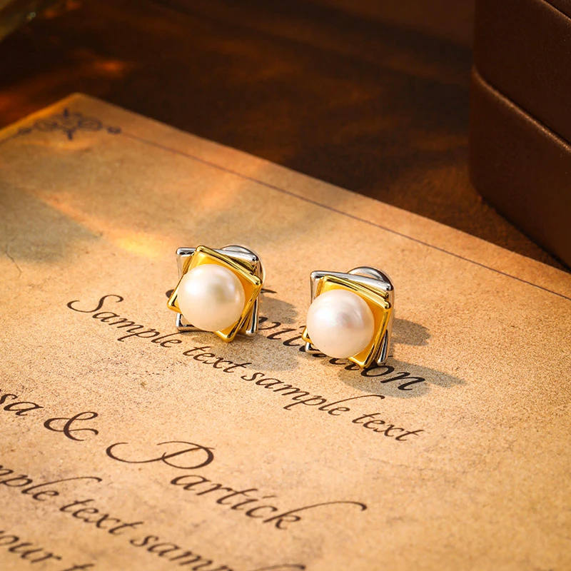 铜合金仿珍珠耳饰 【晨昏线】法式珍珠耳钉精致小众气质轻奢0977