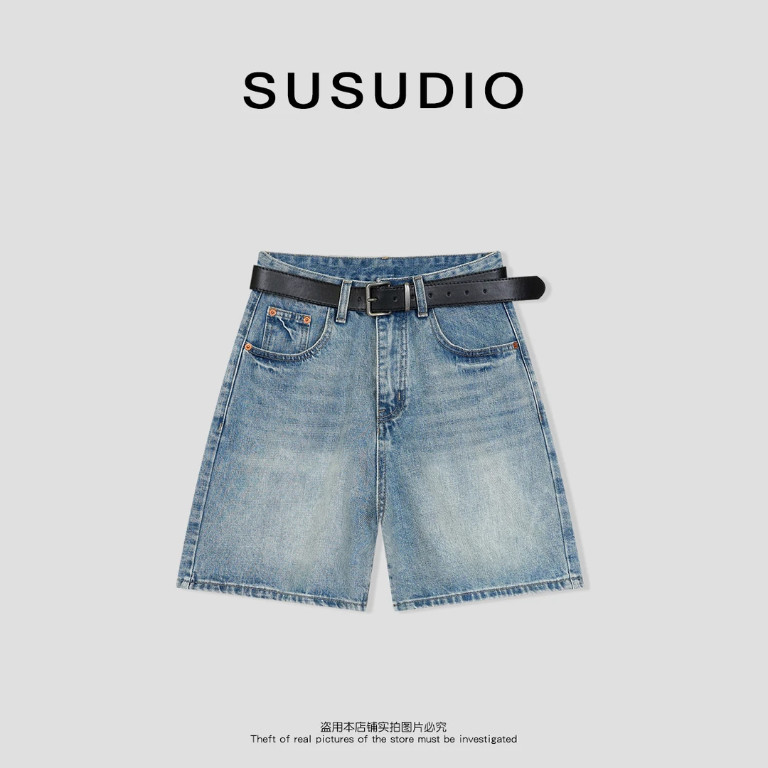 SUSUDIO③设计款遮肉显瘦百搭牛仔四分裤短裤 40114