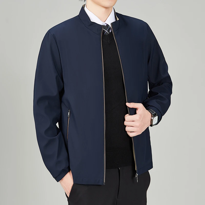 稻草人2025秋冬新款男士立领外套中老年爸爸装商务休闲夹克衫上衣