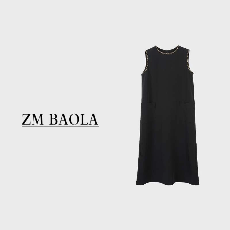 ZM BAOLA【金辉】女装连衣裙轻奢设计师百搭夏季纯色连衣裙BH2025