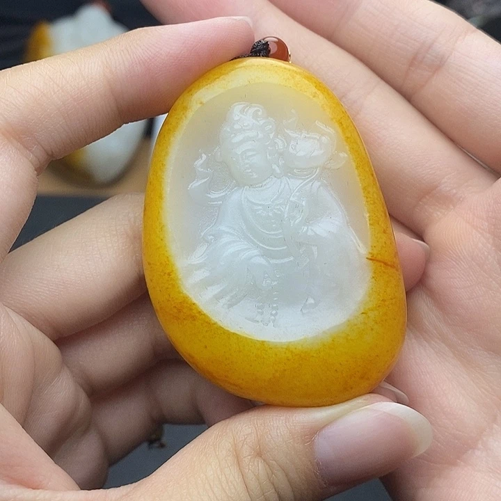 和田玉未镶嵌挂件海*N