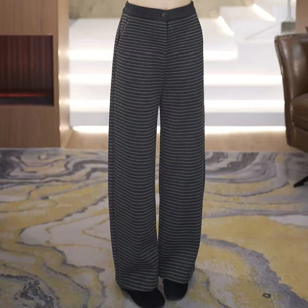 【渲渲推荐】YMJJ-91429冬季加绒加厚百搭条纹裤
