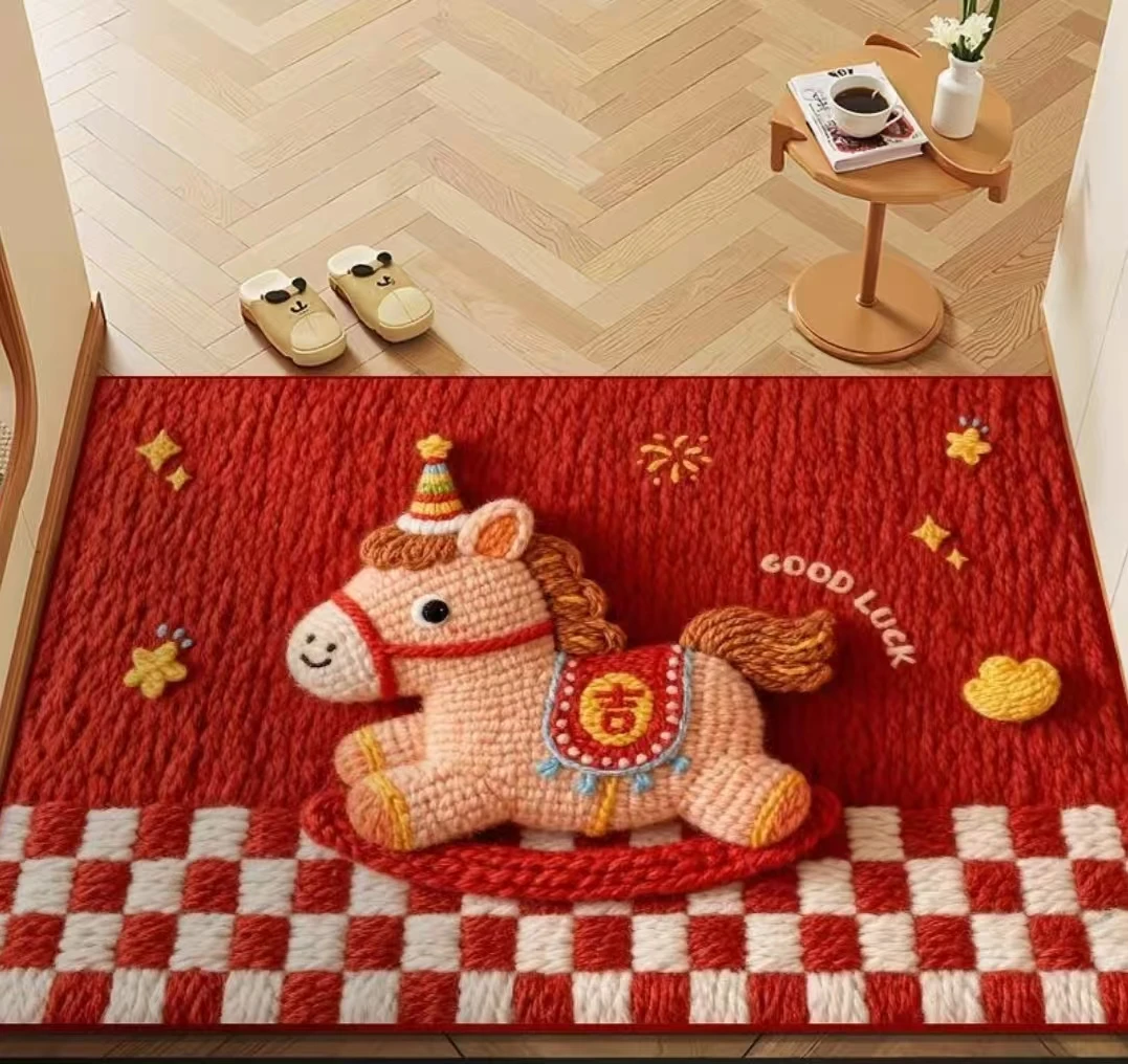 【3D视感硅藻泥毛绒风】吸水防滑脚垫卡通可爱垫卫生间通用脚垫