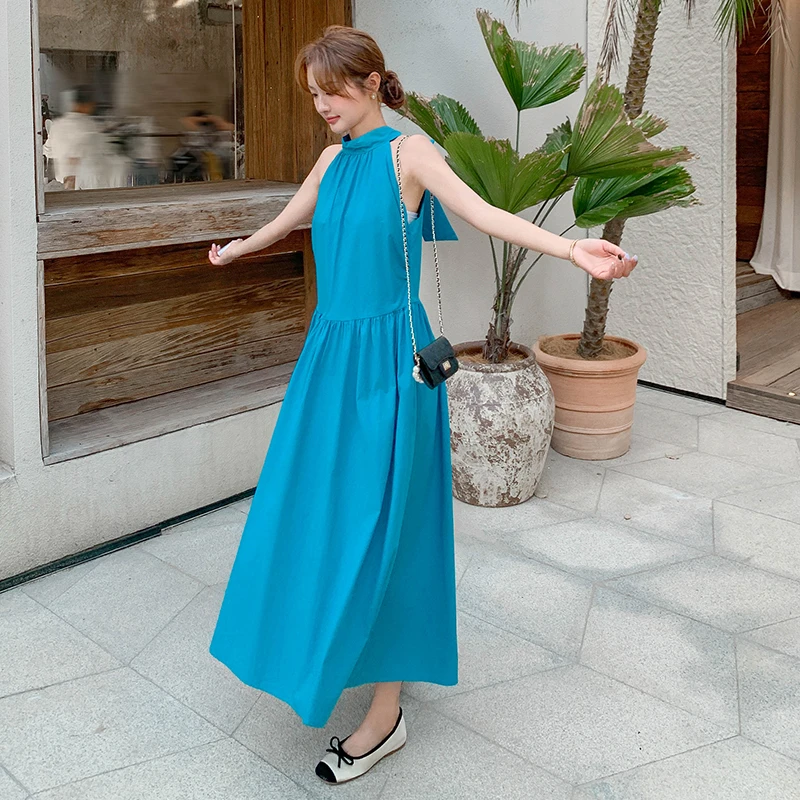 1081-1090 挂脖长裙挂脖领挂脖连衣裙连衣裙裙子宽松古(非主图款)