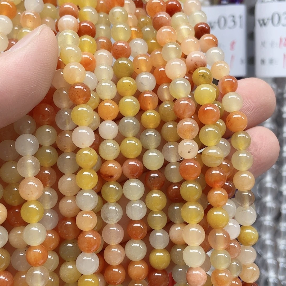 合金玛瑙/玉髓珠宝半成品6mm金丝玉2条