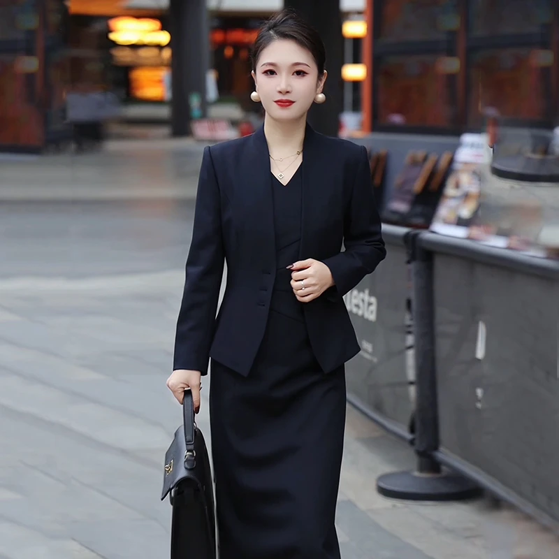 职业装西装套装裙女春秋2025新款气质减龄显瘦连衣裙西服两件套