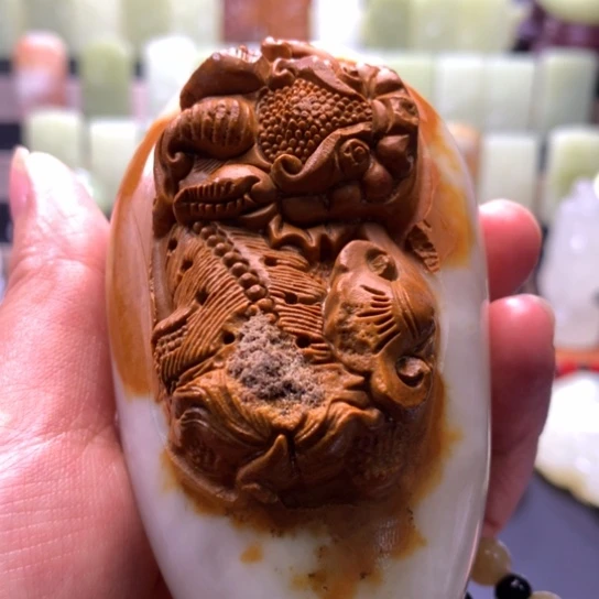 石材方解石手把件