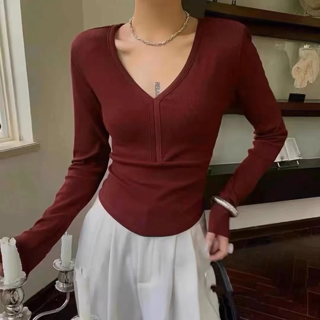 726气质V领小蛮腰打底衫（衣长50左右）