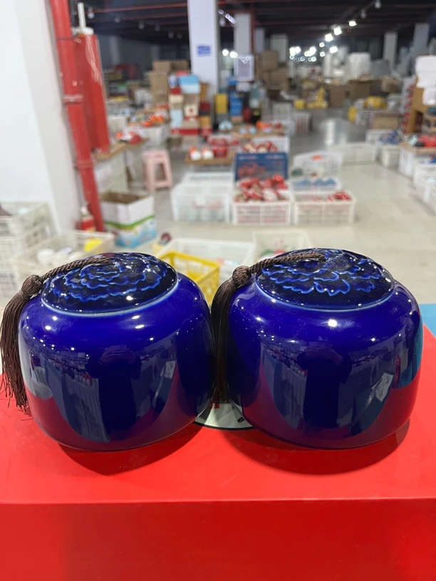 福利品链接·景泰蓝牡丹花茶叶罐2个