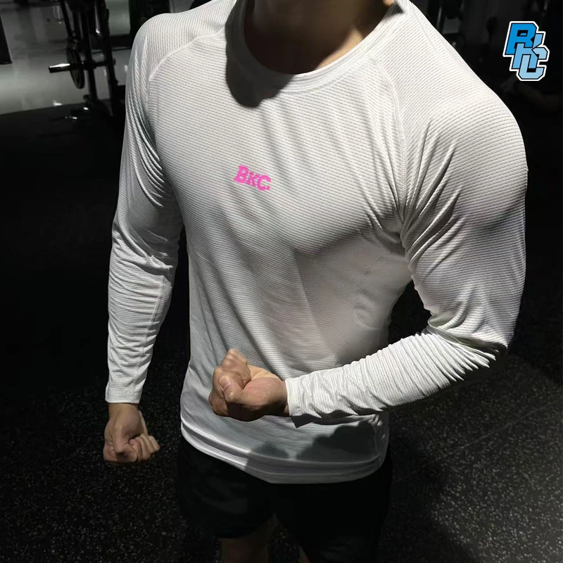 BKCXZICE基础款运动长袖秋冬健身款速干高弹训练服美式健身打底衫