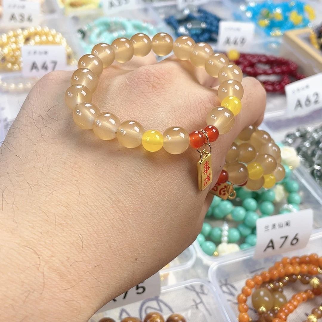 檀香木手串银S925镀金镶嵌