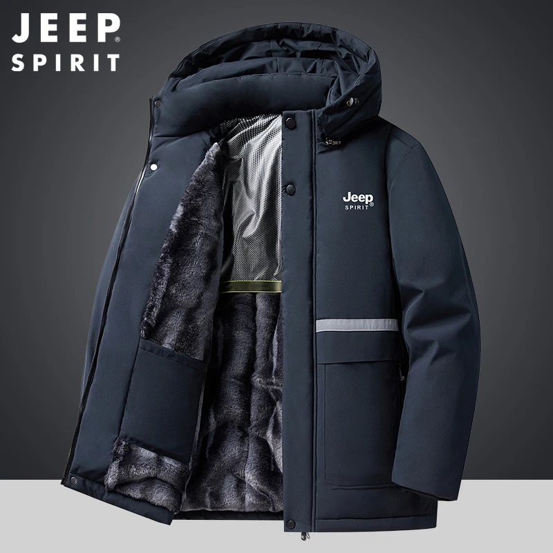 JEEP SPIRIT秋冬厚款加绒保暖工装棉衣男士宽松休闲抗寒棉服外套