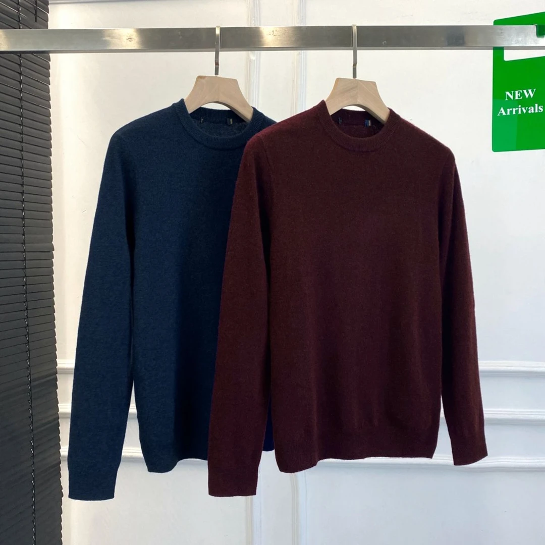 59绵羊毛+8山羊绒!牛货!品牌剪标羊毛衫男秋冬圆领保暖毛衣打底衫