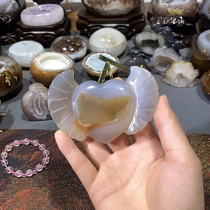 水晶未镶嵌摆件天使爱心