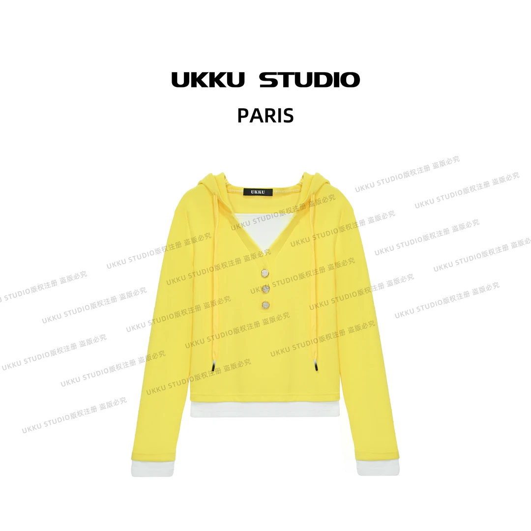 尧尧【UKKUSTUDIO】早春新款连帽时尚百搭设计感休闲卫衣313650