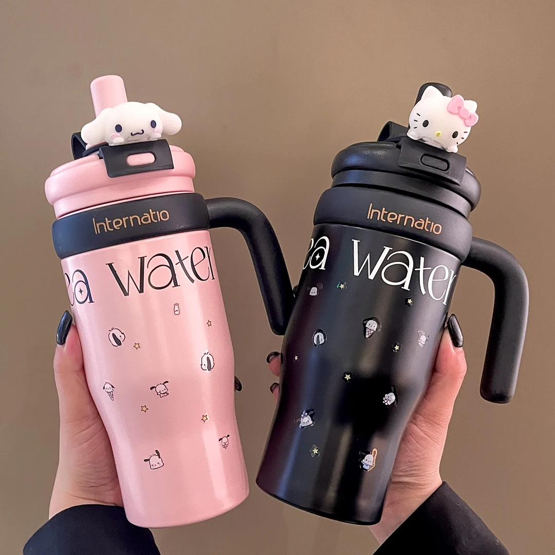 斑斓大容量便携保温杯学生网红带手柄咖啡杯简约高级办公室水杯