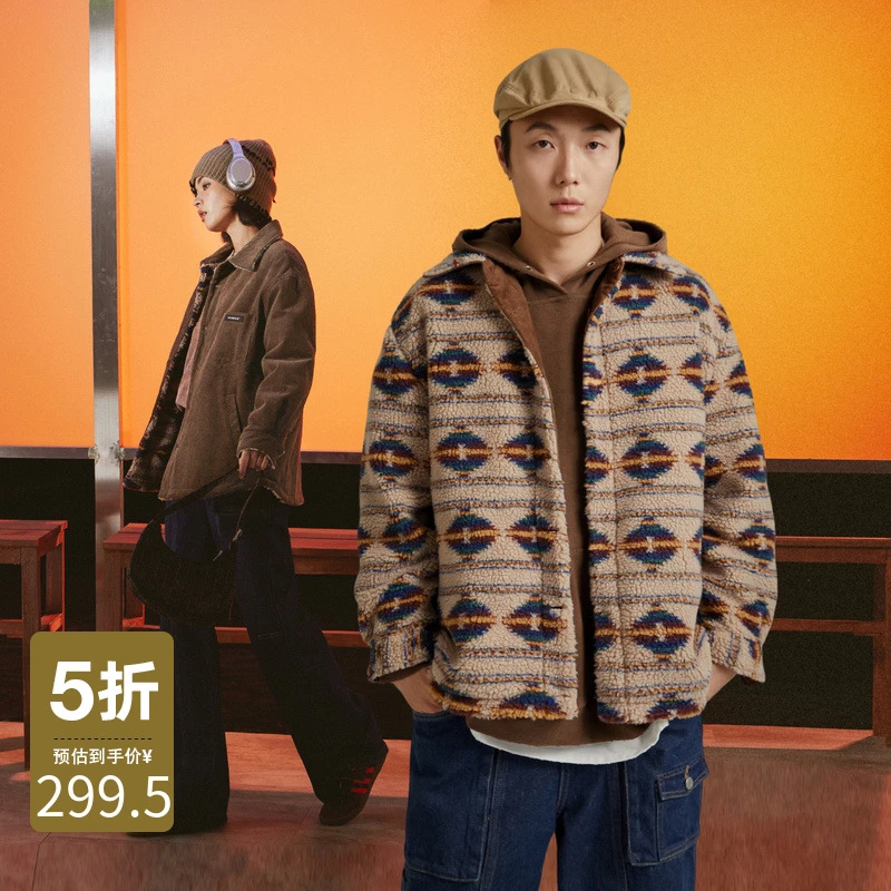 NO ONE ELSE美式复古女装琥珀流光防寒秋季仿皮毛一体外套