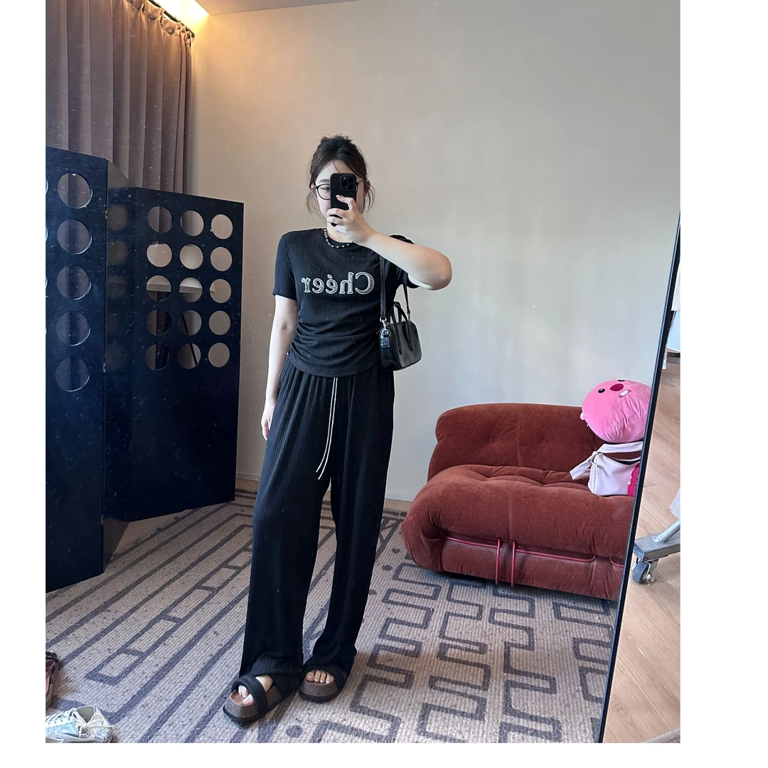 软软【海派甜心-T恤】美式抽绳短袖上衣休闲百搭女士运动时尚