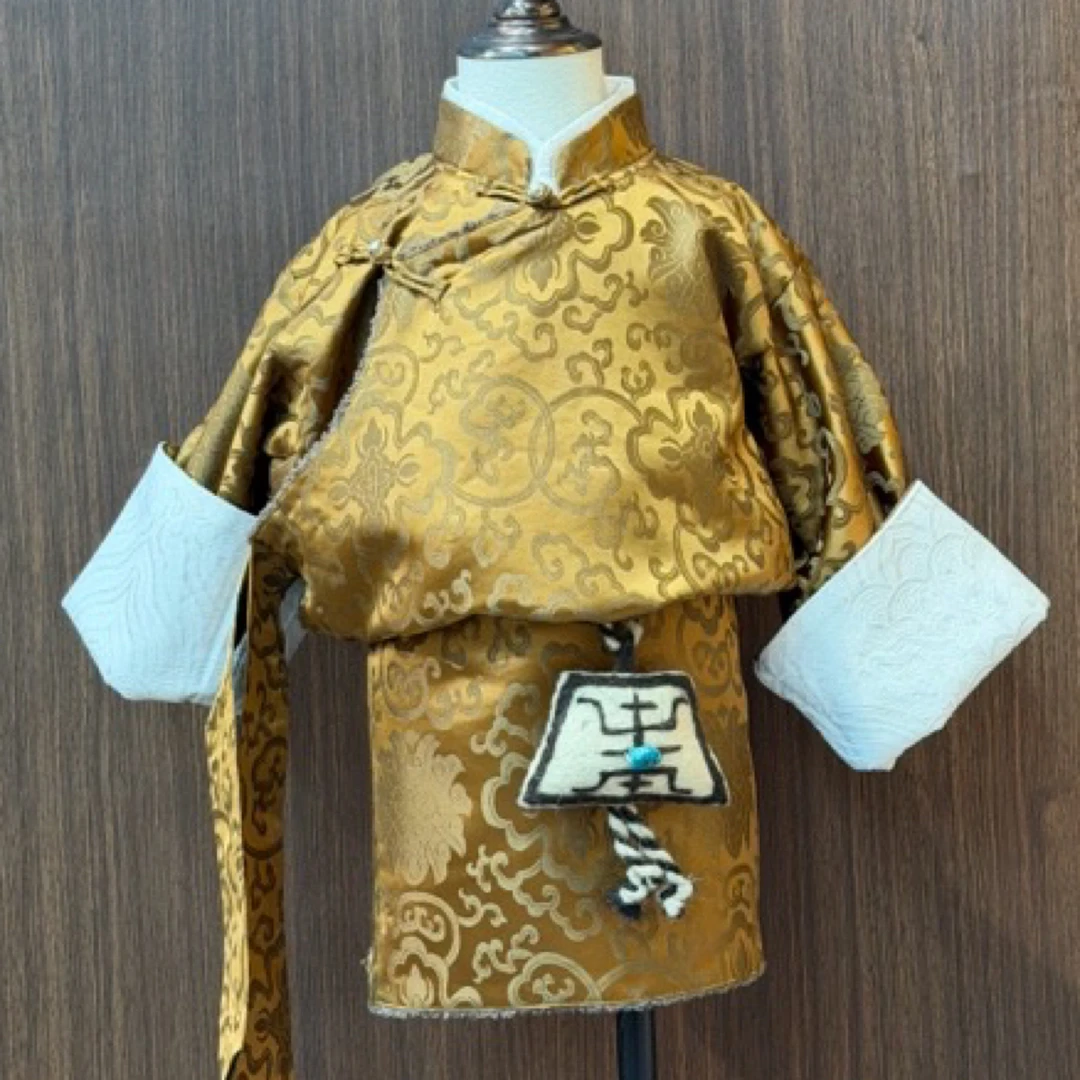 【不丹藏袍】儿童藏式秋冬加绒不丹藏服传统男孩连体藏袍（送腰带）