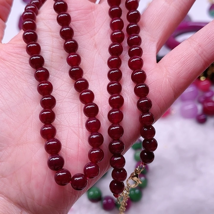 红宝石项链14K金镶嵌