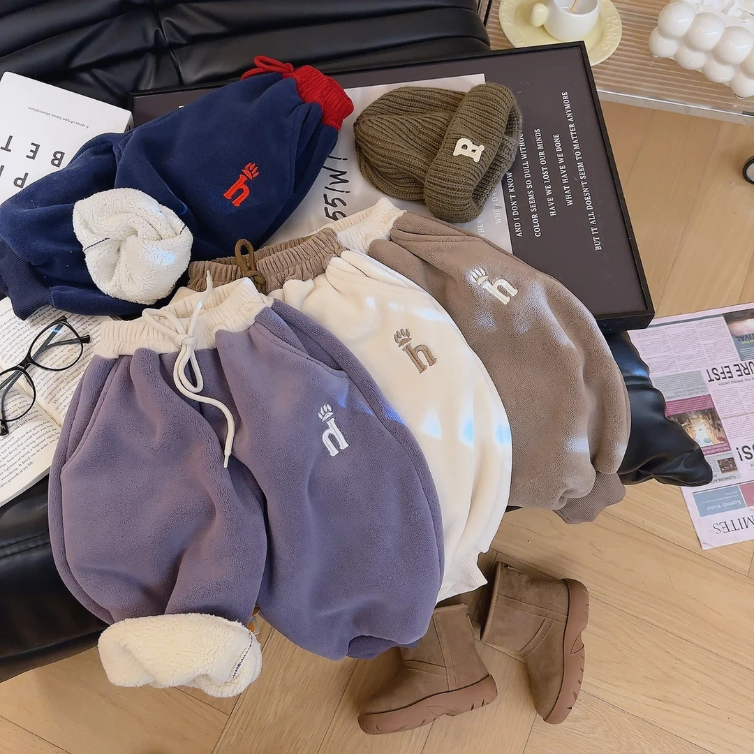 2025冬季亲子加绒闲裤儿童卫裤新款童装宝宝时尚洋气运动裤百搭