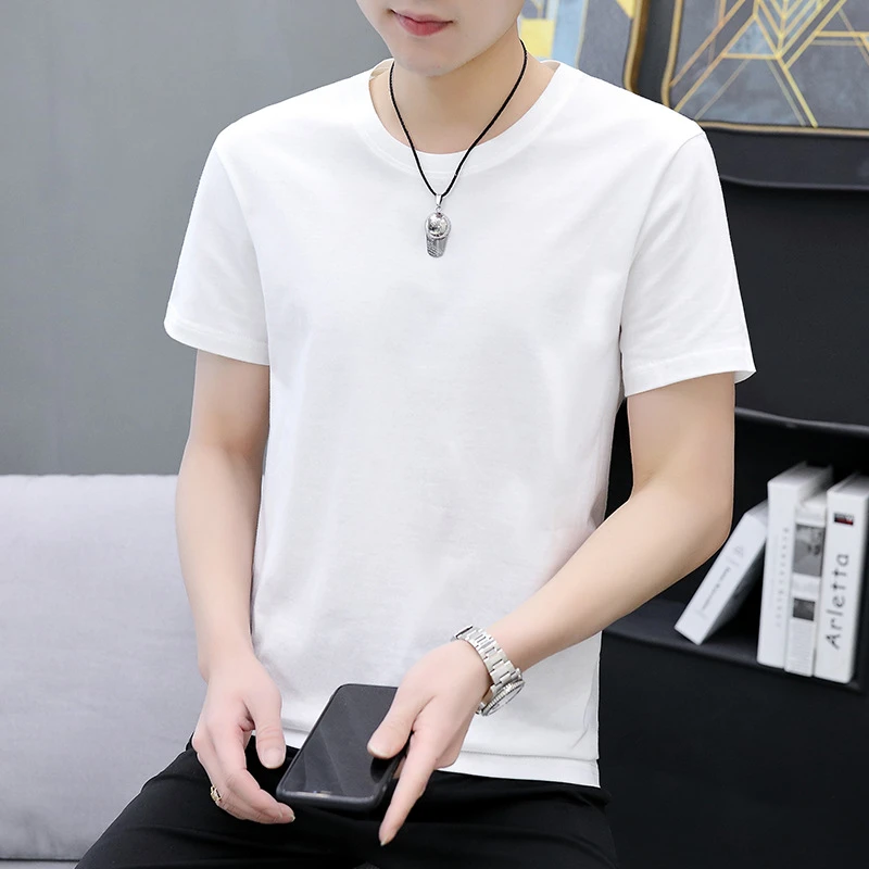 高品质白小T男女夏季新疆长绒棉短袖休闲底衫圆领t恤纯棉百搭上衣