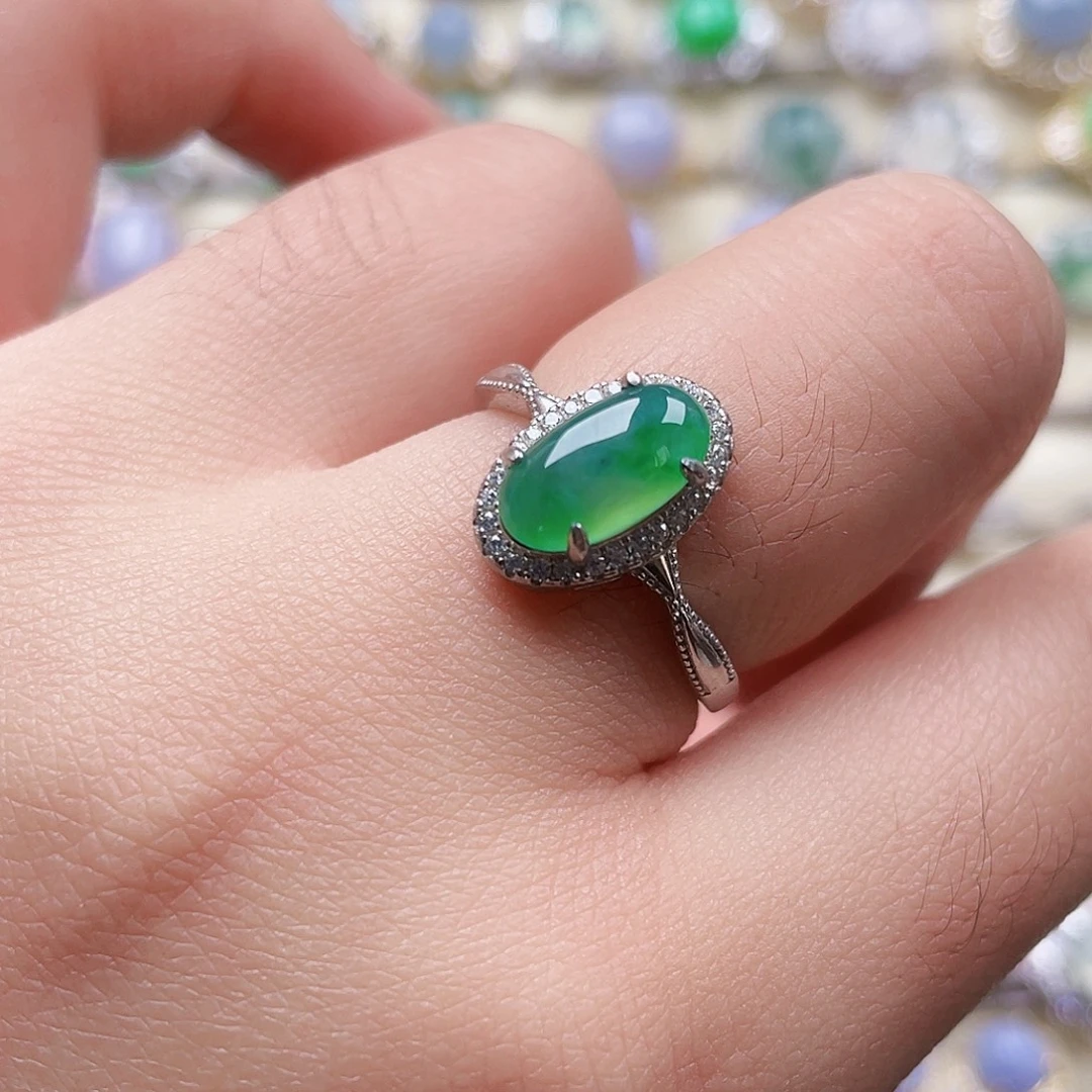 翡翠银S925镶嵌戒指889