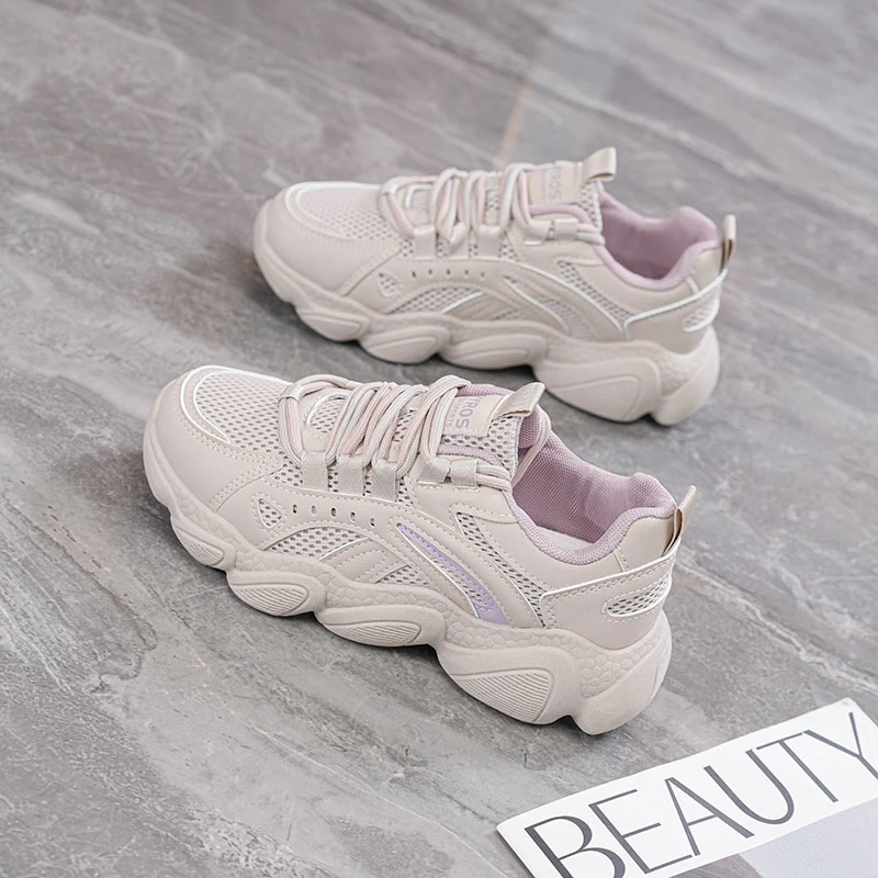 增高厚底透气网面小白鞋女鞋百搭2025夏季网红ins潮鞋运动老爹鞋
