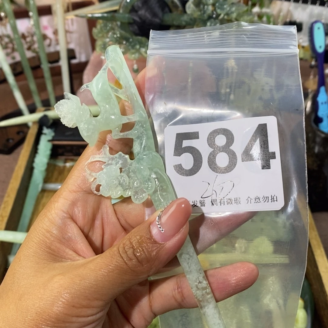 英***东蛇纹石玉未镶嵌天然玉石发簪