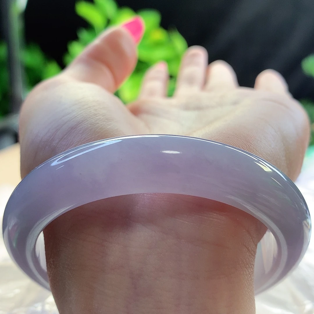 未镶嵌手镯翡翠天然A货翡翠57-58茄紫 紫气东来