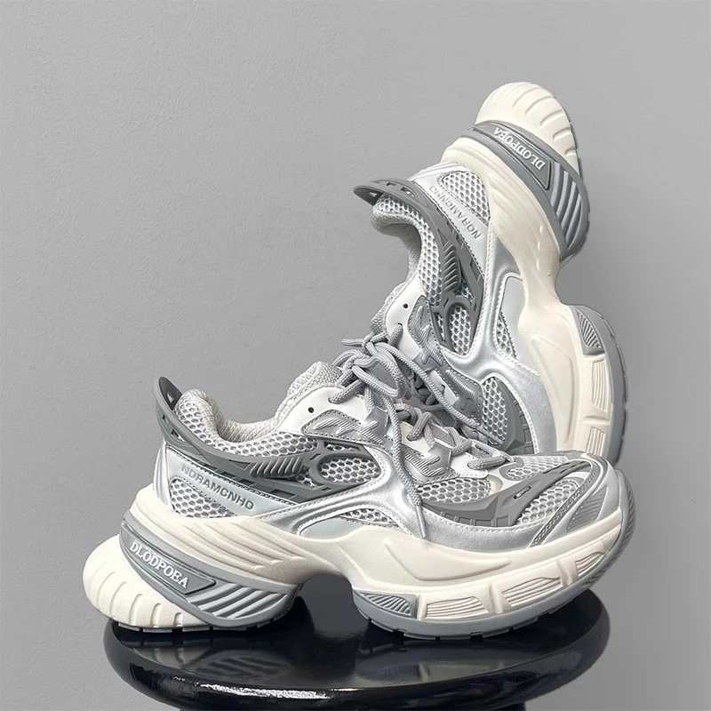 天蝎银色老爹鞋春秋厚底增高国潮运动休闲蝎子鞋明星同款百搭鞋子