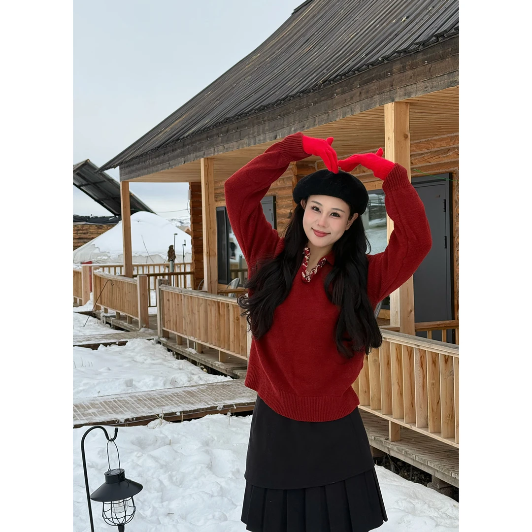 【小棉花】蛋妹大码女装微胖mm秋冬百搭POLO毛针织衫毛衣DM35887