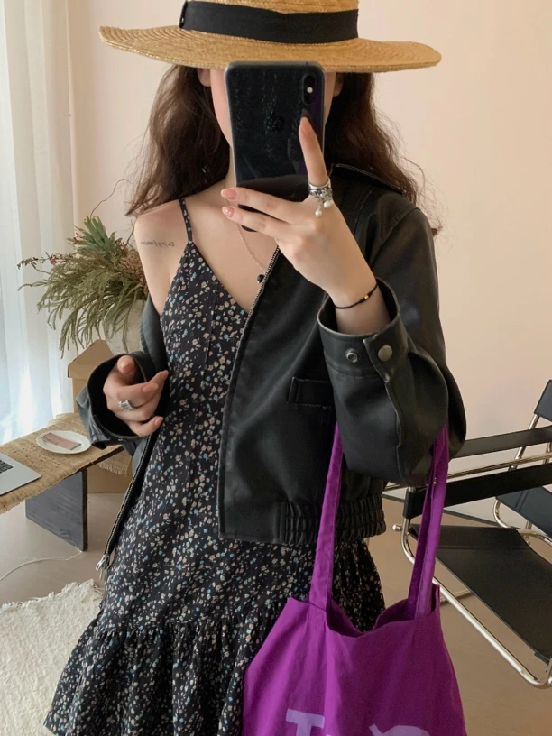 【轻舞飞扬】韩系碎花 吊带显瘦不规则连衣裙