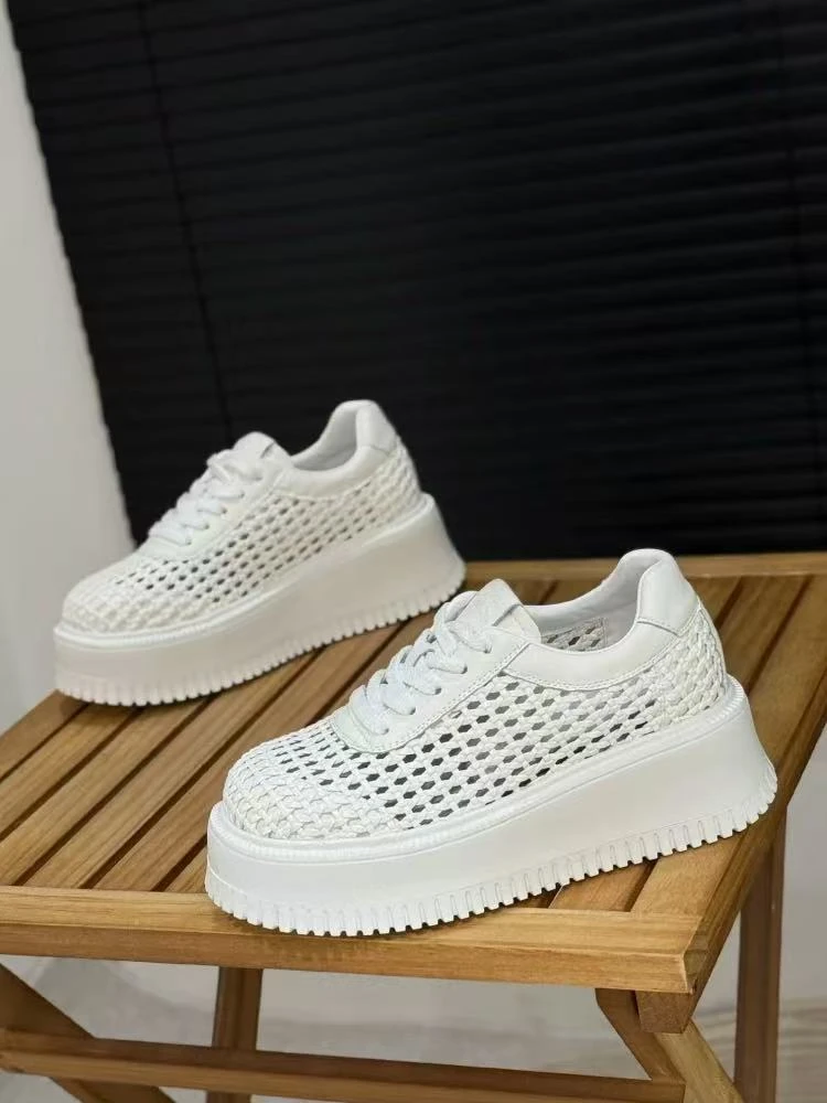 【华小姐】夏秋季新款时尚潮流圆头厚底镂空透气百搭休闲鞋518-63