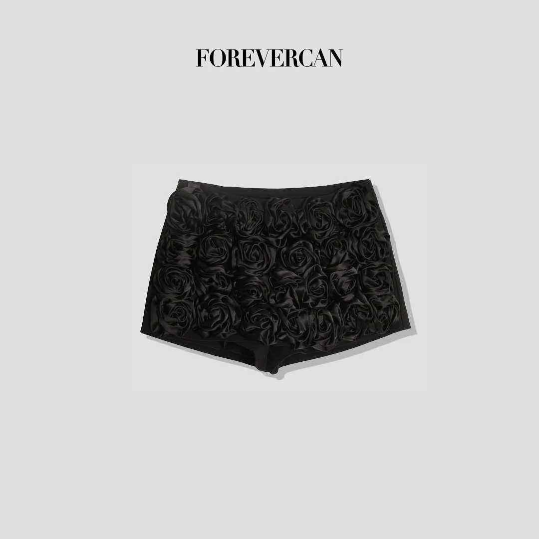 FOREVERCAN“暗夜玫瑰”V家手工立体玫瑰mini半身裙裤 SD21321