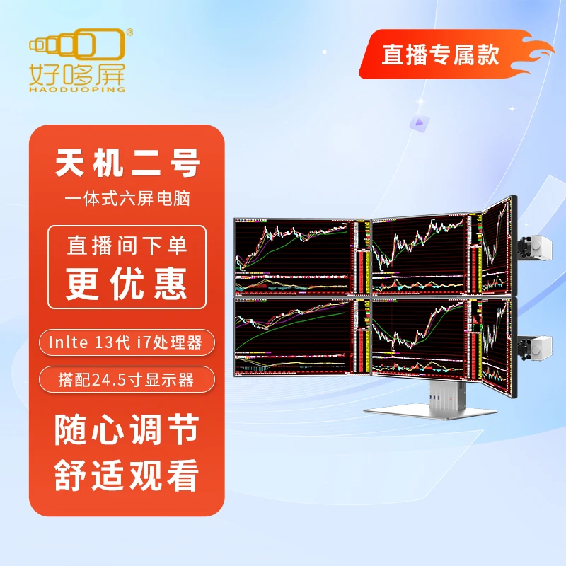 好哆屏13代 大牛一体式六屏[天机二号]股票期货多屏电脑