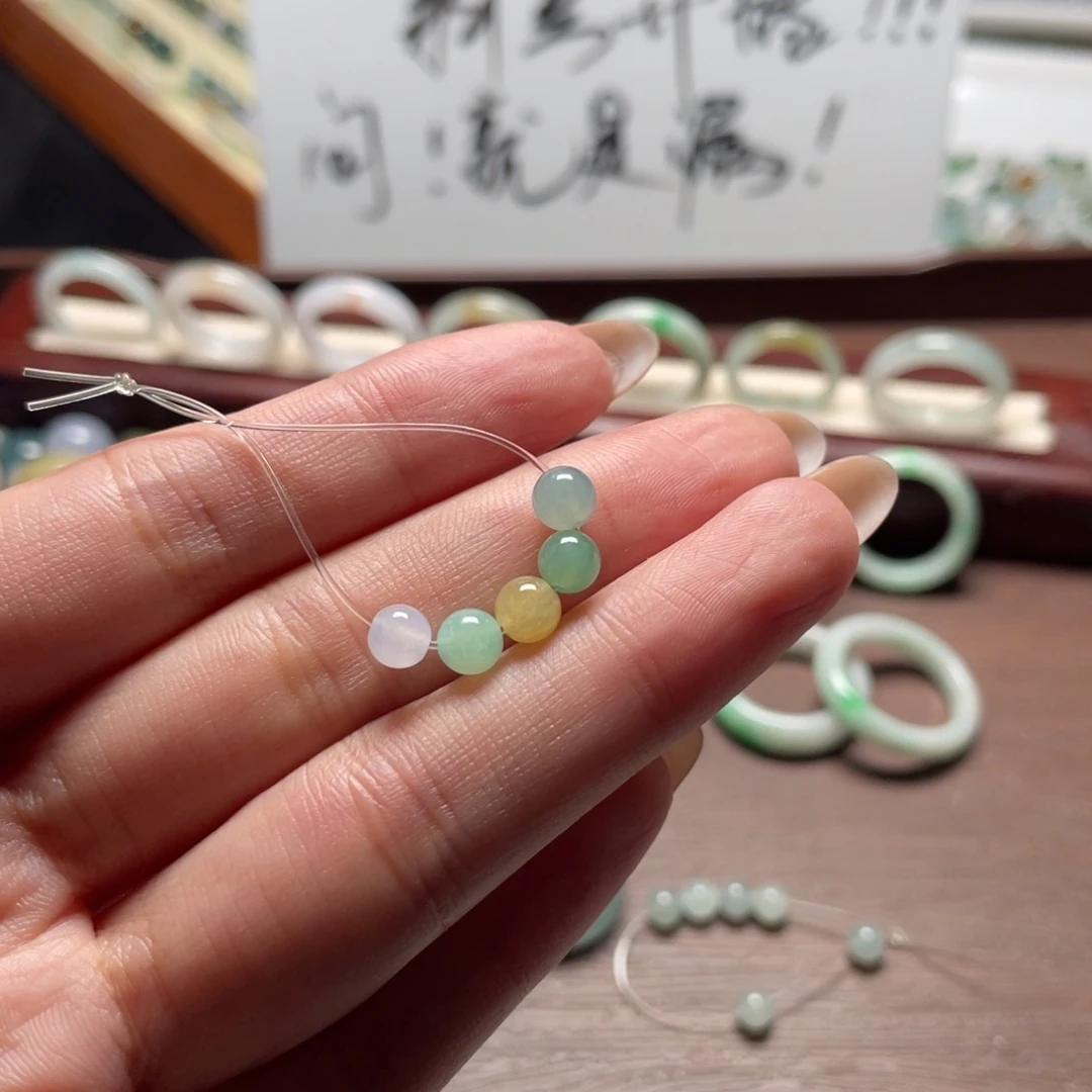 贤***文翡翠散珠天然a货翡翠 多宝卡4-5