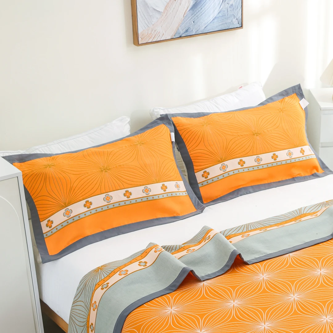 【R枕巾-晚棠-黄】52*78一对装多层纱布通用柔软枕巾