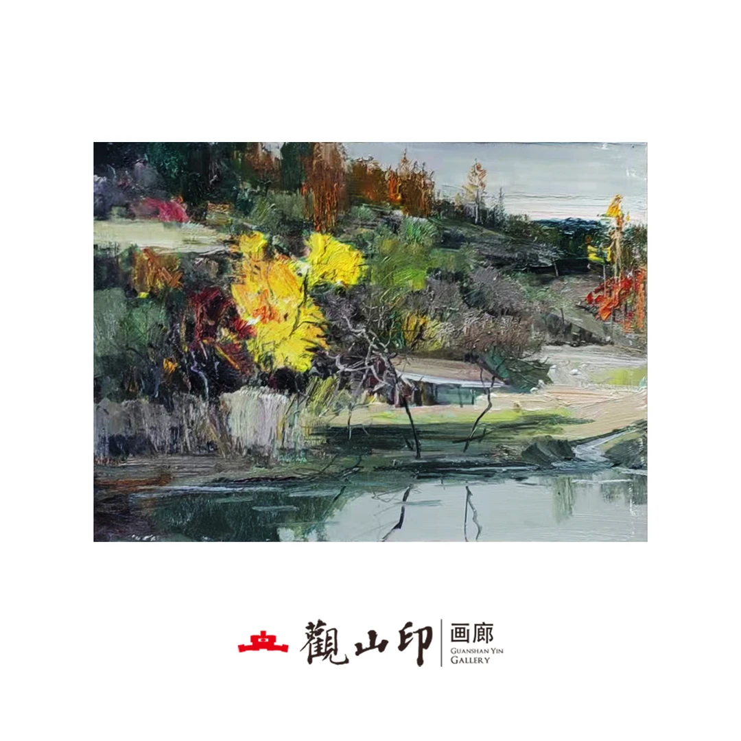 SMK原创手绘风景油画79x60cm美式复古风玄关沙发背景挂画3189