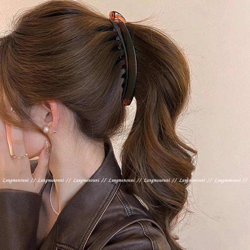 复古气质香蕉夹女高马尾发夹2025新款后脑勺显发量竖夹高级感头饰