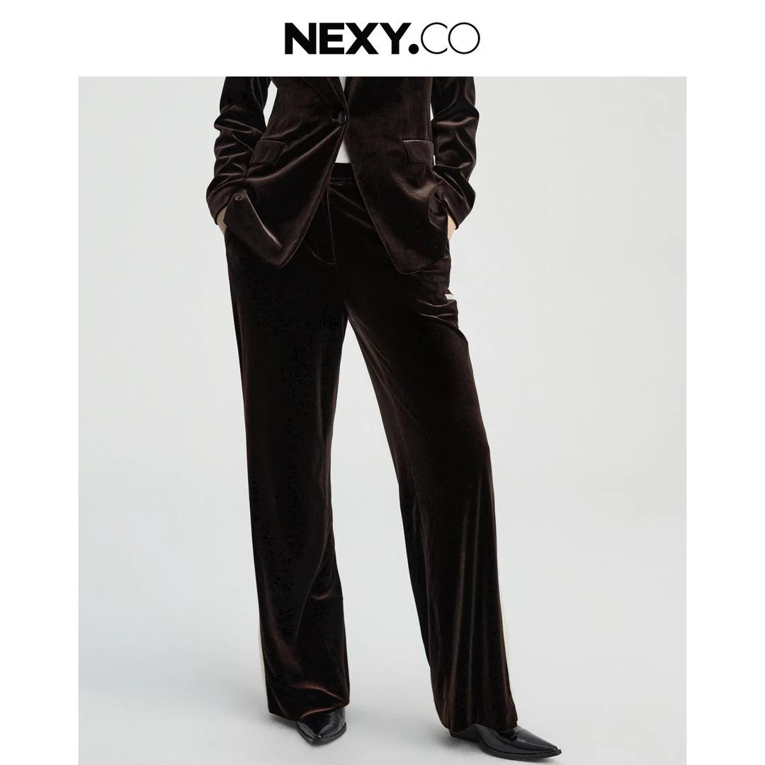 24年秋季都市休闲时尚撞色百搭阔腿裤长裤XV02679B7