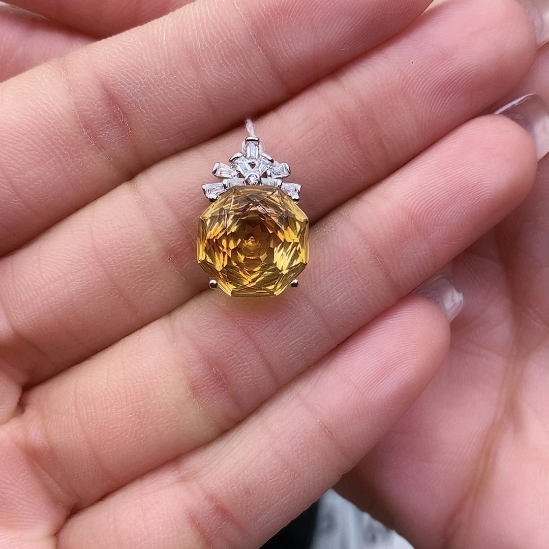 黄晶纯天然无优化黄水晶x银S925镶嵌浅**安