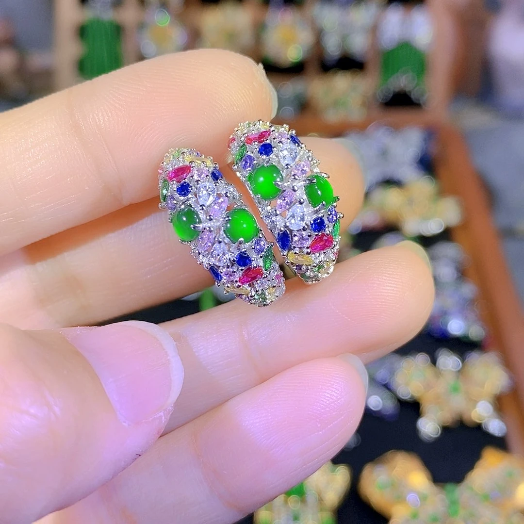 吊坠(不含链)银S925镶嵌翡翠