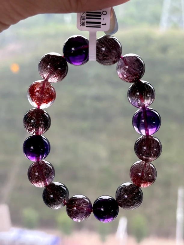 【极致水晶珠宝】超七浓郁黑加仑超七水晶手链手串时尚百搭